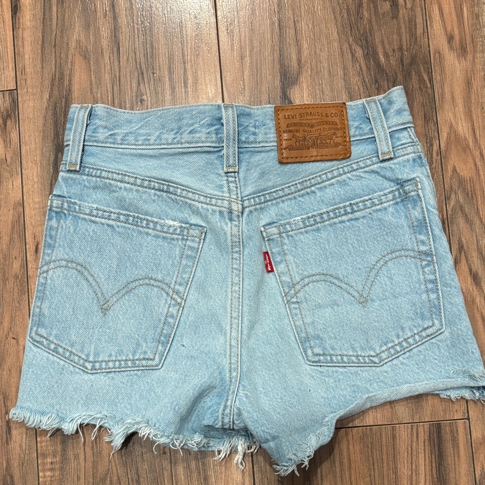 Levi's Light Blue Distressed High-Rise Denim Shorts
